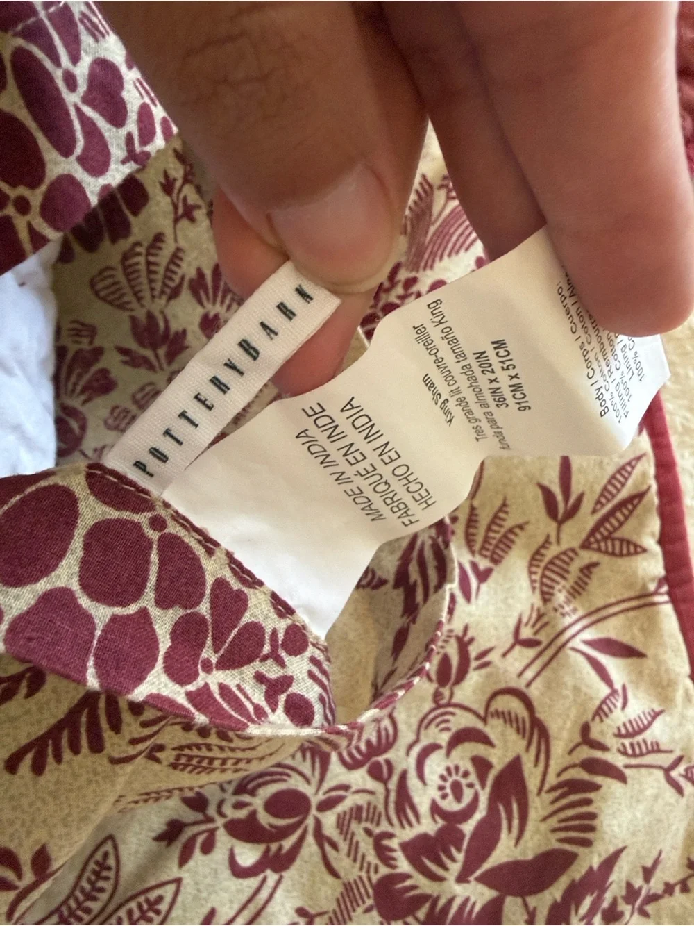 Pottery Barn Red Floral Carolina Patchwork Quilted King Sham Set of 2 36”x20”